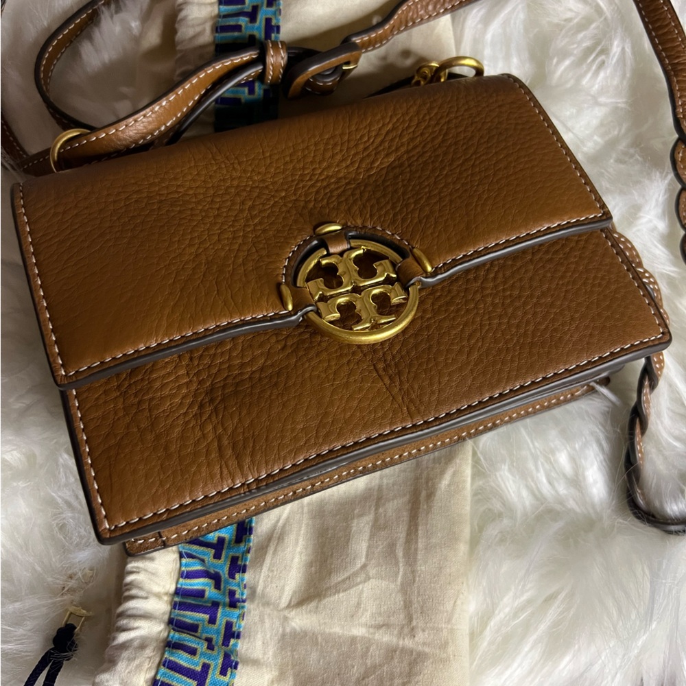 Tory Burch Light Umber Miller Flap Leather Shoulder Bag - Picture 14 of 14